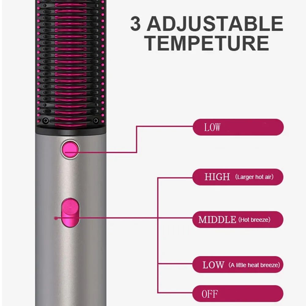 One Step Multifunctional Hot Air Comb Straight Dryer Portable Curler Straight Hair 3 In 1 Dryer Brush Styling Tool Hairdryer